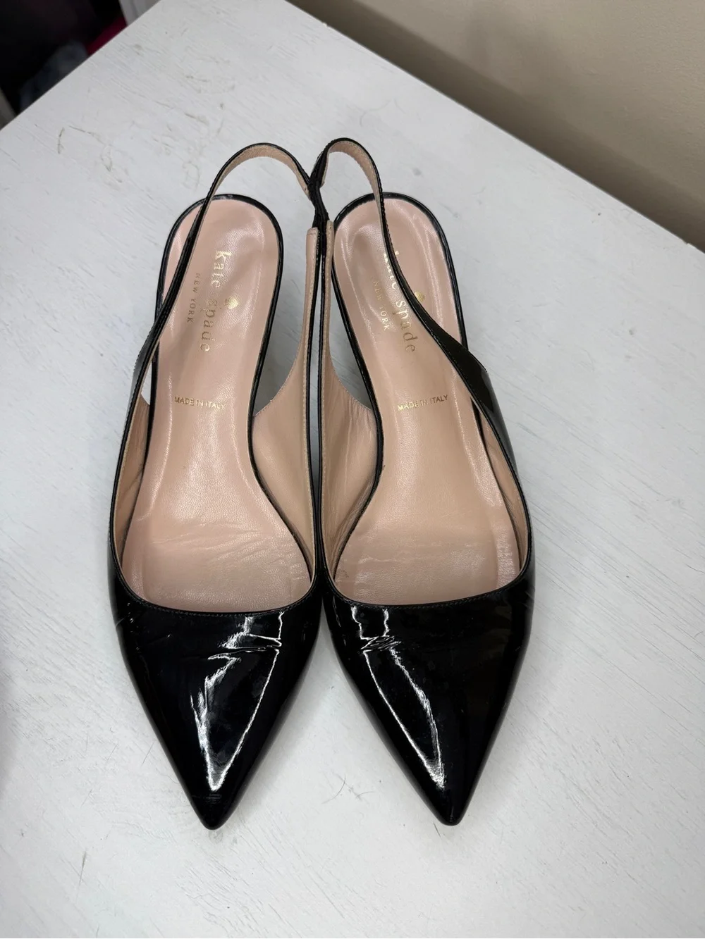 Kate Spade Y2K Black Slingback Kitten Heels Made In Italy